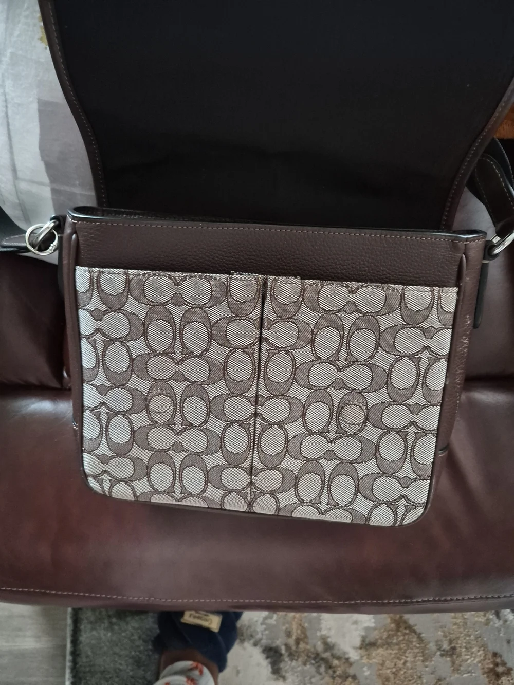 Coach Men’s Signature Brown Canvas and Leather Crossbody Bag